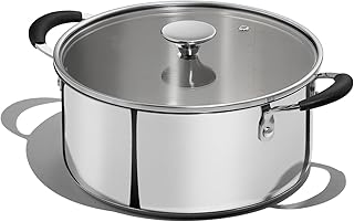 Carote Stainless Steel Stock Pot - 5 Quart Heavy Duty Induction Cooking Pot with Visible Lid for Pasta, Soup, Spaghetti, Bottom Big Stockpot, Deep Cookware for Canning, Boiling, Simmer, Silver