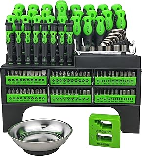 118-Piece Magnetic Screwdriver Set with Plastic Racking, Precision Screwdriver, Magnetizer Demagnetizer and Magnetic Bowl, Repair Tools Set for DIY and Home Improvement