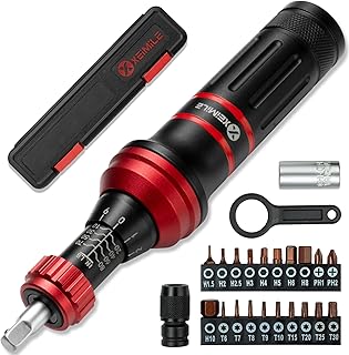 Torque Screwdriver 10-80 In.Lb, Inch Pound Torque Screwdriver Set with 1/4" Bit Holder, Flat, Hex, Torx and Philips Bits,Suitable for DIY Bicycle Maintenance, Pecision Tool,Mechanical