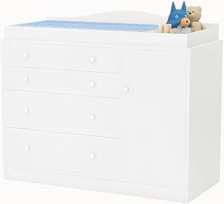 Changing Table with 4 Drawers and Open Storage Space, Drawer Changing Table