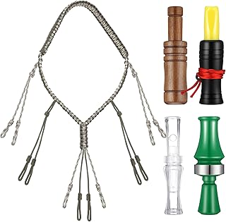 5 Pack Mallard Duck Call and Lanyard Set for Hunting, Outdoor Predator Gear for Pheasant 4 Realistic Sounding Duck Calls with 1 Hand Braided Necklace Voice Loud Sound Call Hunting