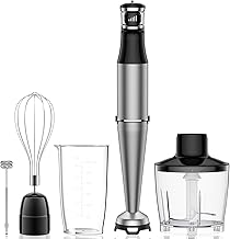 Immersion Blender Handheld 1100W 5 in 1 Corded Stick Hand Blenders for Kitchen with Trigger Speed Control, with Beaker, Chopper, Whisk, Frother, Perfect Emulsifier for Soup, Smoothie, Puree