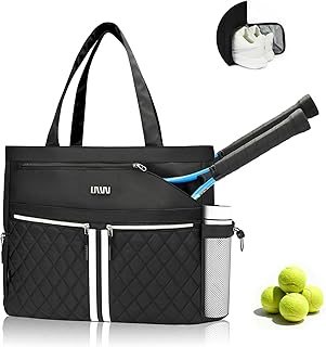 NST Tennis Tote Bag with Shoe Compartment - Large Quilted Pickleball Bag Holds 4 Rackets, Waterproof & Lightweight Gym Bags for Men & Women