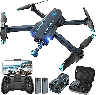 Drone with Camera, 1080P HD FPV Camera, One Key Take Off/Land, Altitude Hold, 360°Flip, Waypoint Flight, Gestures Selfie, Gravity Control, 3 Speed, 2 Battery, Mini Drone for Kids Beginners