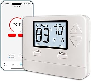 WiFi Thermostats for Home Single-Stage 1Heat/ 1Cool, APP Remote Control, 7-Day or 0-Day Programmable. (C-Wire Required)
