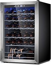 Wine Cooler Refrigerator 4.4 Cu.ft, 37 Bottle Freestanding Cabinet Wine Cellars, Wine Fridge with Glass Door for Home Use, Protecting Your Reds and Whites