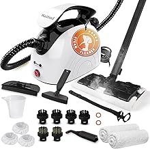 Steam cleaner, equipped with 21 specialized accessories, 1.08-liter water tank, 248°F high-temperature steam, suitable for floors, tile grout, tiles, carpets, and cars, chemical-free cleaning (White)