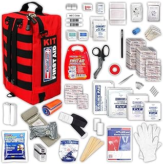Rapid Care Premium Trauma First Aid Kit for Outdoors, Workplace, and Home - Exceed OSHA Guidelines and ANSI 2009 Standards - 240 Pieces - Includes Bonus Travel Kit