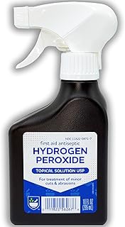 Hydrogen Peroxide Spray 3% Topical Solution, First Aid Topical Spray, Treats Minor Cuts and Scrapes, Multi Purpose Cleaner and Blood Stain Remover, Safe for All Ages, 10 oz Each