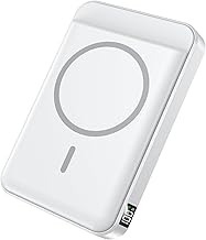 Portable Charger,10000mAh Power Bank with Type-C 20W PD Fast Charging, Lightweight and Slim Wireless Portable Charger, LED Display for Magsafe Battery Pack for iPhone 16/15/14/13/12, White
