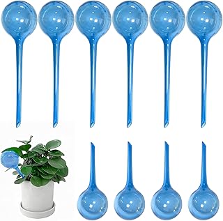 10 Pack Blue Plant Watering Globes, Plastic Garden Automatic Watering Bulbs, Self Feeder Balls Irrigation Device, Flower Waterer Planter Insert Stakes for Home Indoor Outdoor Potted Plants
