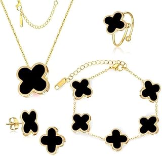 LUCKY CLOVER 18K Gold Plated Jewelry Set for Women With Gift Packaging Box, Gift for Women for Birthday, Vlentine's Day, Chiristmas, New Year, Anniversary