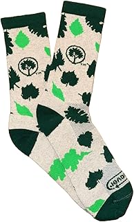 Sustainable Crew Socks, Gray and Green, 100% Recycled Materials | Leaves of Comfort