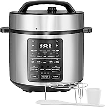 Simple Deluxe Electric Pressure Cooker, Non-Stick 12-in-1 & 6QT Stainless Steel Multi Cooker for Slow Cook, Meat Stew, Cake, Porridge, Multigrain, Dishwasher Safe, Silver