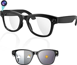 Upgraded AI Smart Glasses with Camera 8MP HD1080P Video Glasses with Camera and Audio -Video Recording Glasses with Audio, Video Glasses, Real-Time Translation, Hands-Free Music&Calls, Outdoor Sports