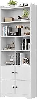 IRONCK 6-Tier White Bookshelf