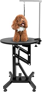 Lift Pet Grooming Table, Portable Round Professional Pet Grooming Table Adjustable Hydraulic Lift Dog Grooming Table 110 lbs Load Capacity for Small and Medium Pet Grooming