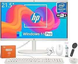 HP All in One Desktop Computer for Home, Intel Celeron J4025, 21.5 inch FHD Anti-Glare, WiFi 6, 16 GB DDR4, 512 GB SSD, 1TB USB Flash Drive, Home PC, Wired KB & Mouse, Windows 11 Pro, W/Accessories