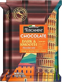 Tuscanini Italian Chocolate Bar, Dark & Smooth, 3.5oz (2 Pack) | Imported from Italy | Vegan, Gluten Free | Dairy Free | Rich Dark Chocolate with Hazelnut & Vanilla | Gourmet European Chocolate