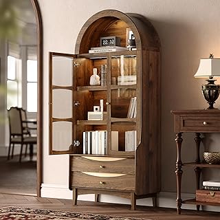 Arched Walnut Bookshelf with Lights