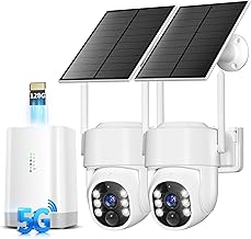 Security Cameras Wireless Outdoor, No Subscription, 2 Cam-Kit,4MP Solar Powered Home Security Cameras System With 360°PTZ,128GB Local Storage,Color Night Vision WiFi Cameras for Home Security,5G& 2.4G