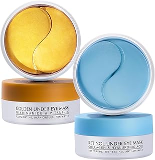 Under Eye Patches Kit: 120 Pcs Retinol & Golden Gel Eye Mask for Dark Circles, Puffiness and Wrinkles - Day & Night Skin Treatment Pads with Niacinamide, Collagen, Hyaluronic Acid & Vitamin C (2 Pack)