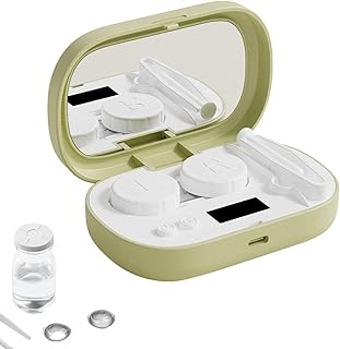 Ultrasonic Lens Cleaner Machine - ABS Soft Lens Care Device, 5 Modes with LED Display, Rechargeable 1100mAh Type-C | Portable Intelligent Contact Cleaning Soak Case for Adults Travel Daily Use