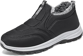 Womens Walking Shoes Warm Fur Lined Winter Snow Boots Slip On Arch Support Orthopedic Shoes Fuzzy Thermal Outdoor Ankle Booties Comfortable Non-Slip Round Toe Shoe